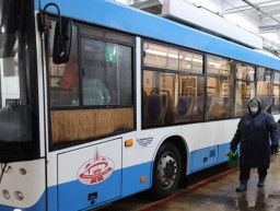  Ежедневная дезинфекция троллейбусов в Витебске 