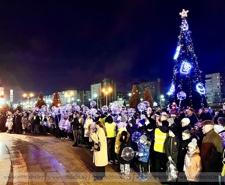 Огни главной новогодней елки Первомайского района зажгли возле Дворца спорта