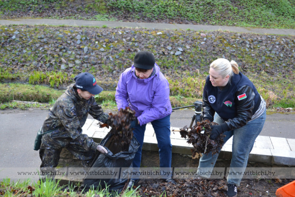 Активисты витебских организаций, общественных объединений и партий сегодня трудятся на благоустройстве Гапеева ручья