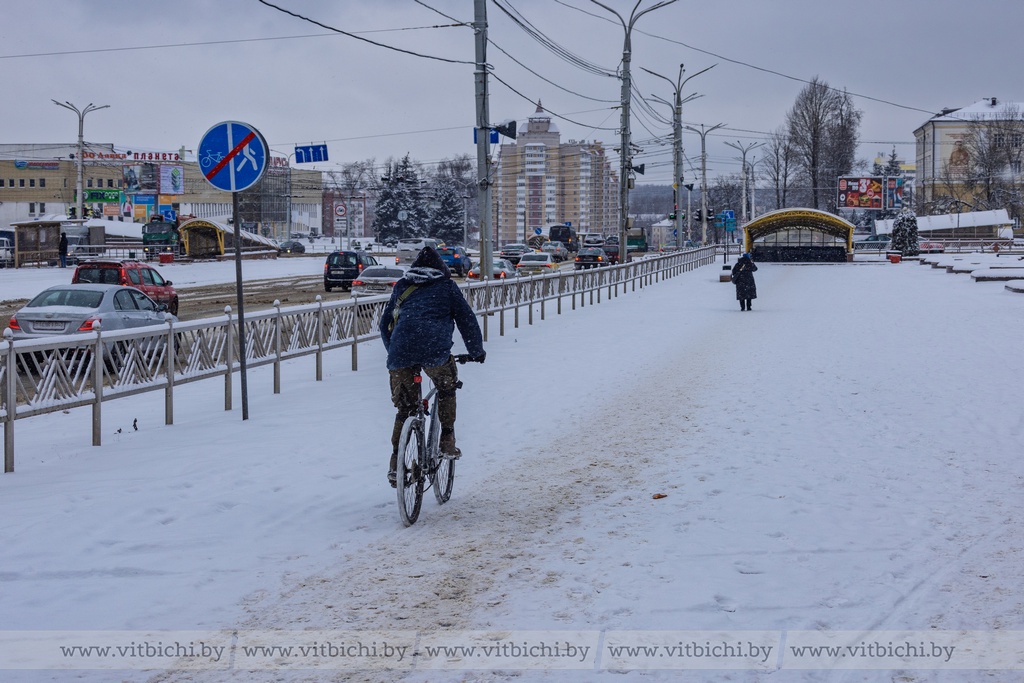 Зима наконец-то заявила о себе февральским снегопадом. Фоторепортаж из Витебска