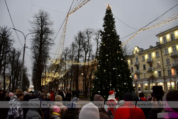 Огни новогодней ёлки Железнодорожного района Витебска зажжены