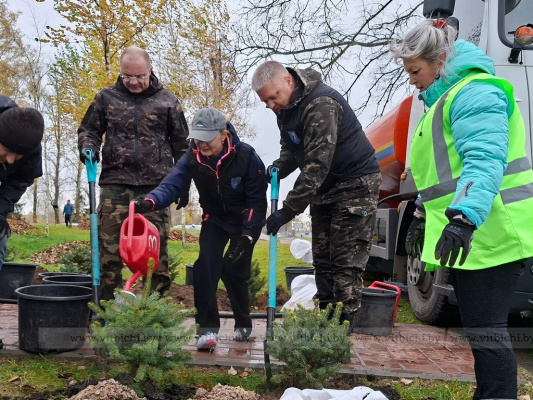 Руководство Витебска присоединилось к республиканскому субботнику на мемориальном комплексе «5-ый Полк»