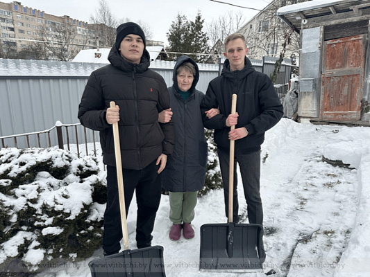 Студенты ВГТУ помогли с расчисткой снега пожилой витебчанке